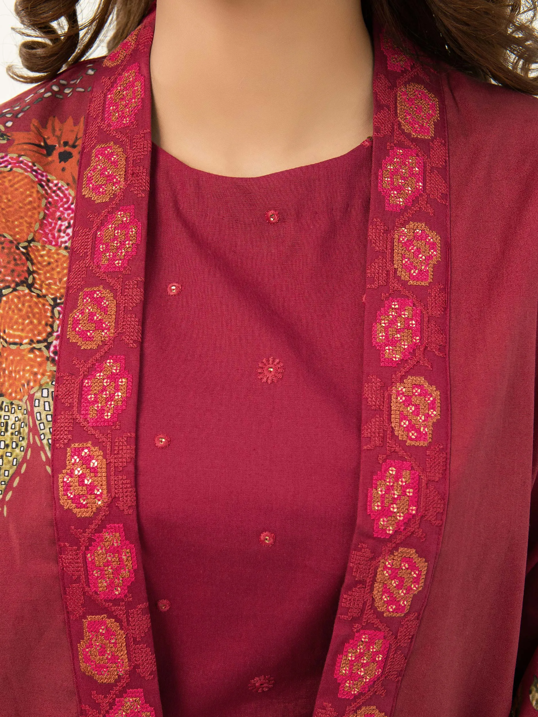 2 Piece Embroidered Winter Cotton Cardigan