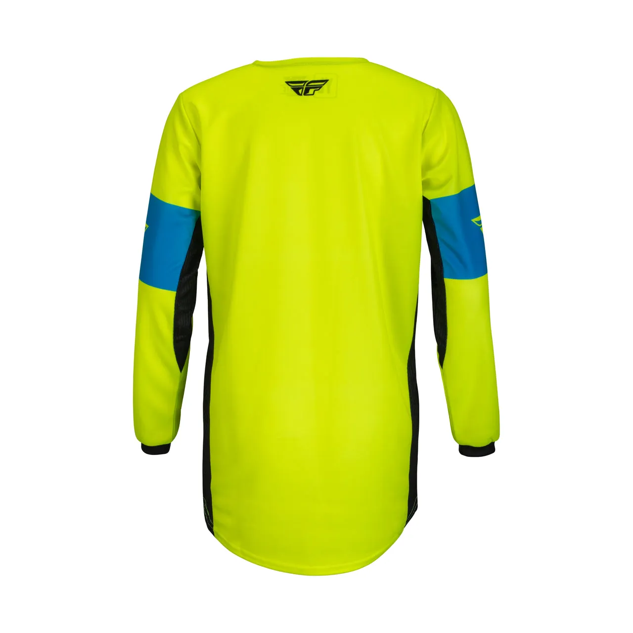 2023 Fly Racing Kinetic Khaos Youth MX Jersey (Hi-Viz/Black/Cyan, UK Size:M)