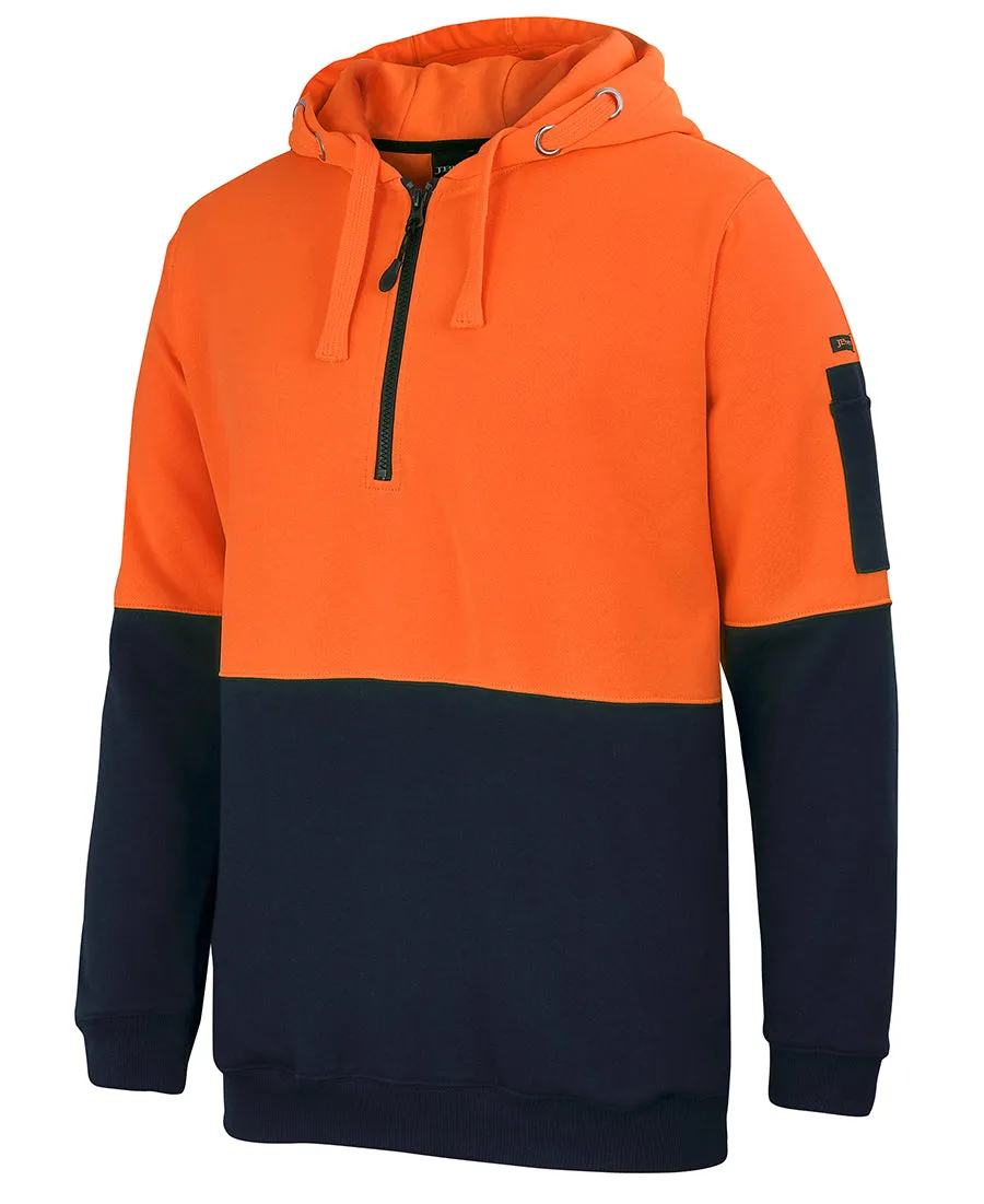 6HVHZ - JB's Wear - Hi Vis 1/2 zip Hoodie - 280gsm - 2 pockets in lower side seam