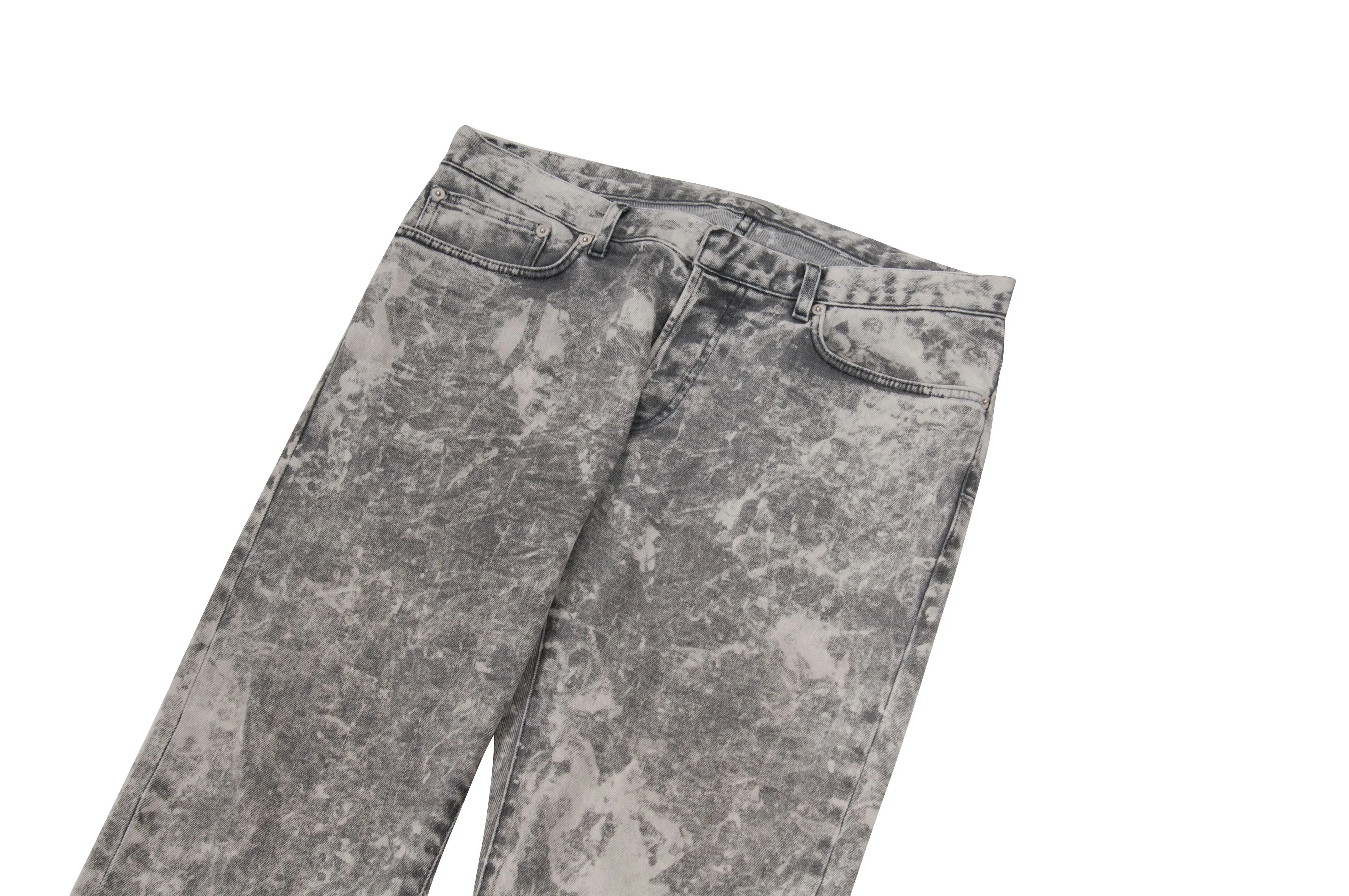 Acid Wash Bleach Denim Jeans (Gray)