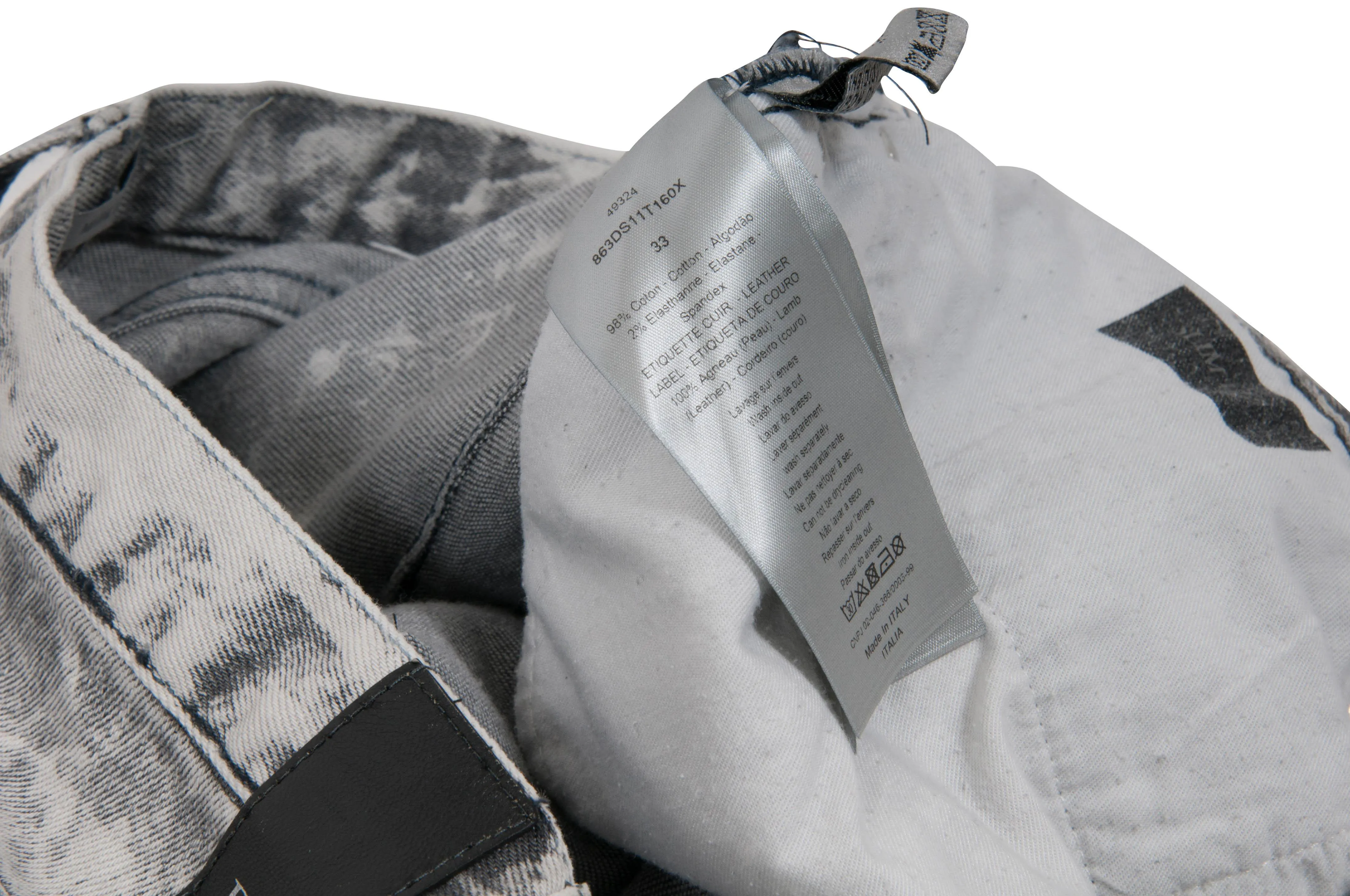Acid Wash Bleach Denim Jeans (Gray)