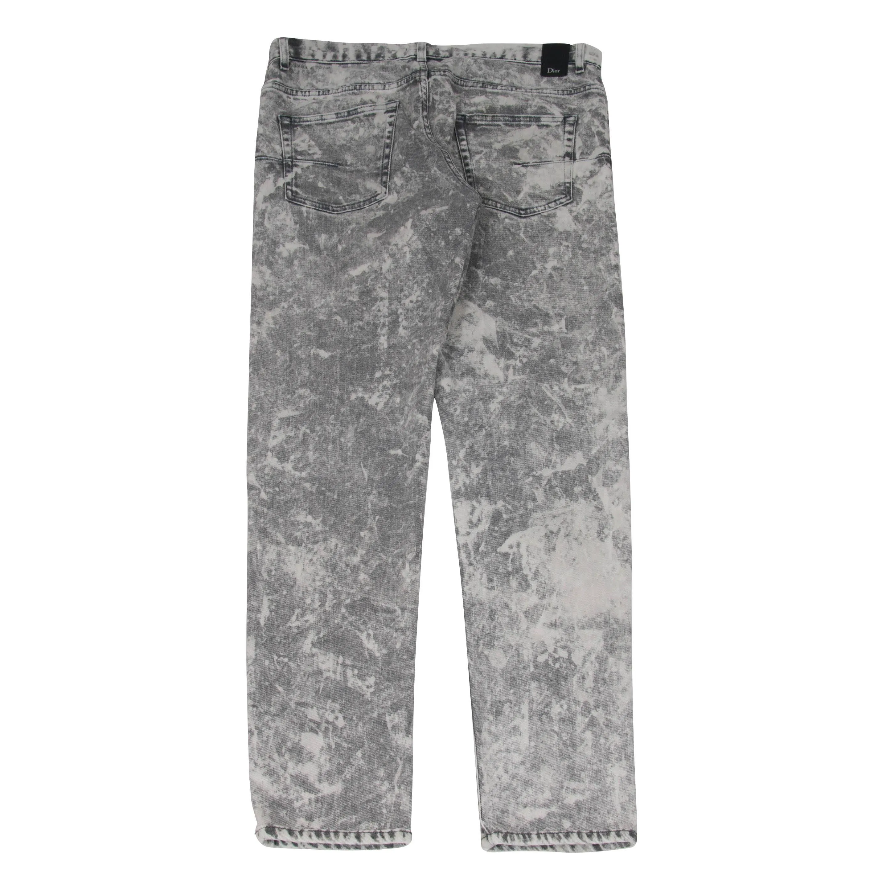 Acid Wash Bleach Denim Jeans (Gray)