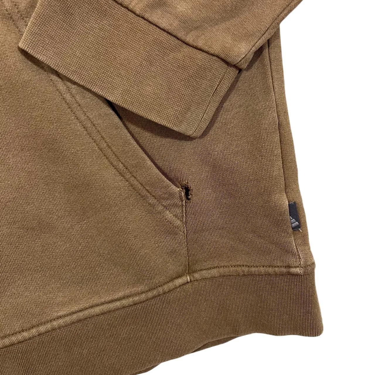 ADIDAS Classic Mini Logo Three Stripe Brown Zip Hoodie