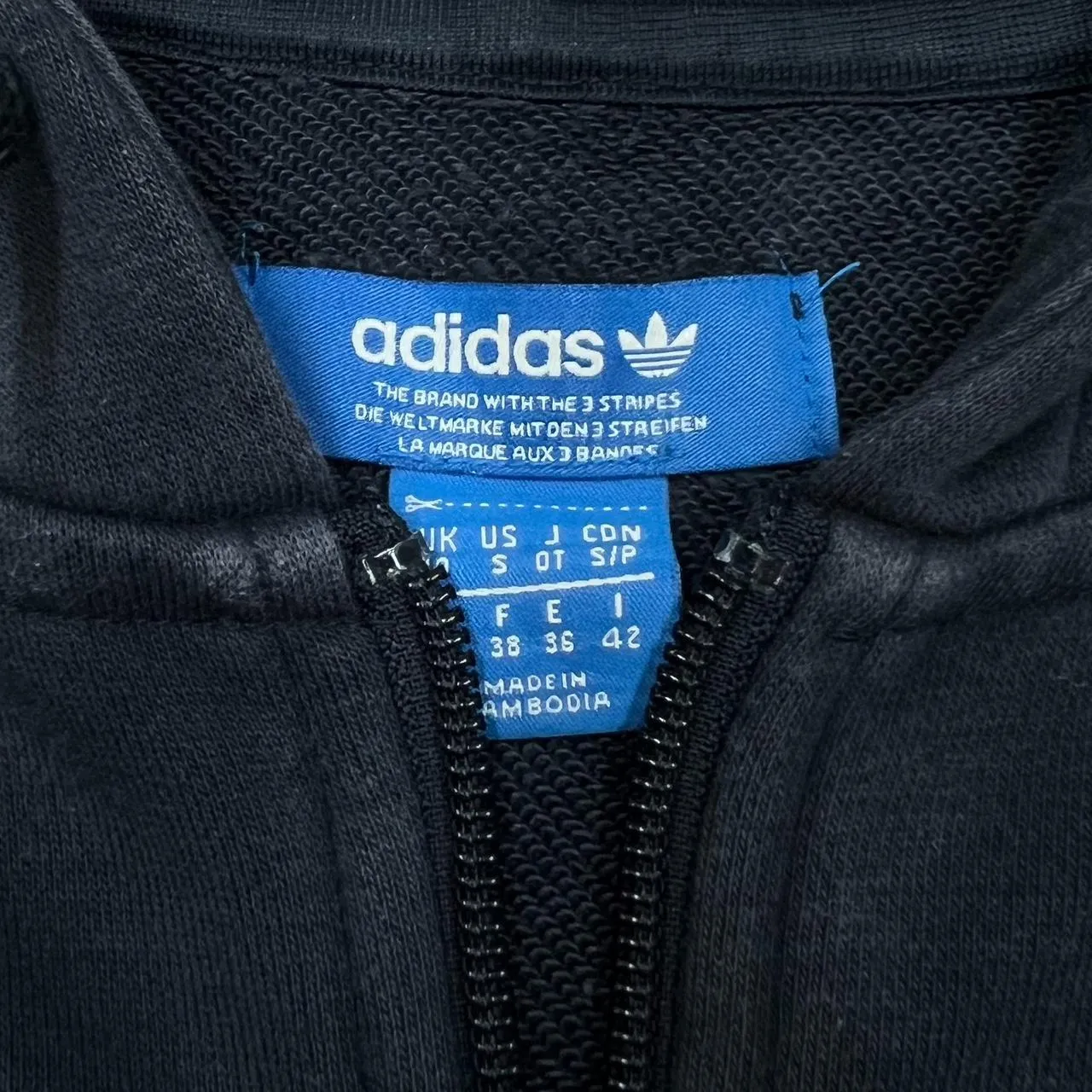 ADIDAS Colour Block Big Logo Spellout Graphic 1/4 Zip Pullover Hoodie