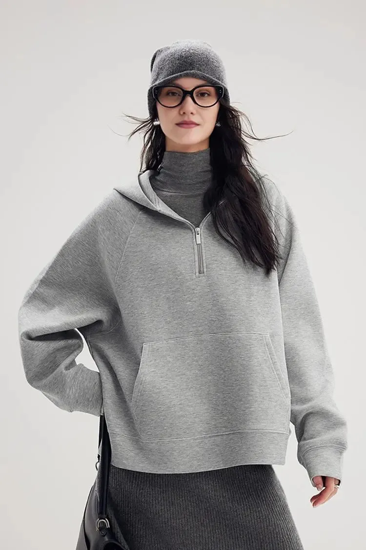 Air Layer Oversized Half Zip Hoodie