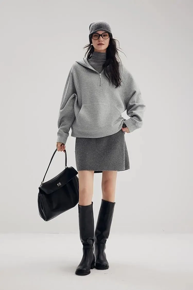 Air Layer Oversized Half Zip Hoodie