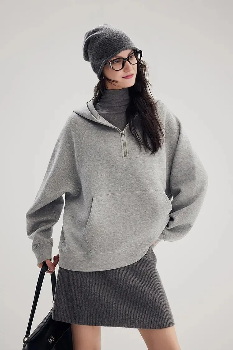 Air Layer Oversized Half Zip Hoodie