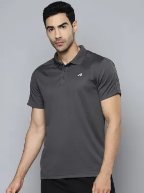 Alcis Men Charcoal Polo Collar Slim Fit T-shirt