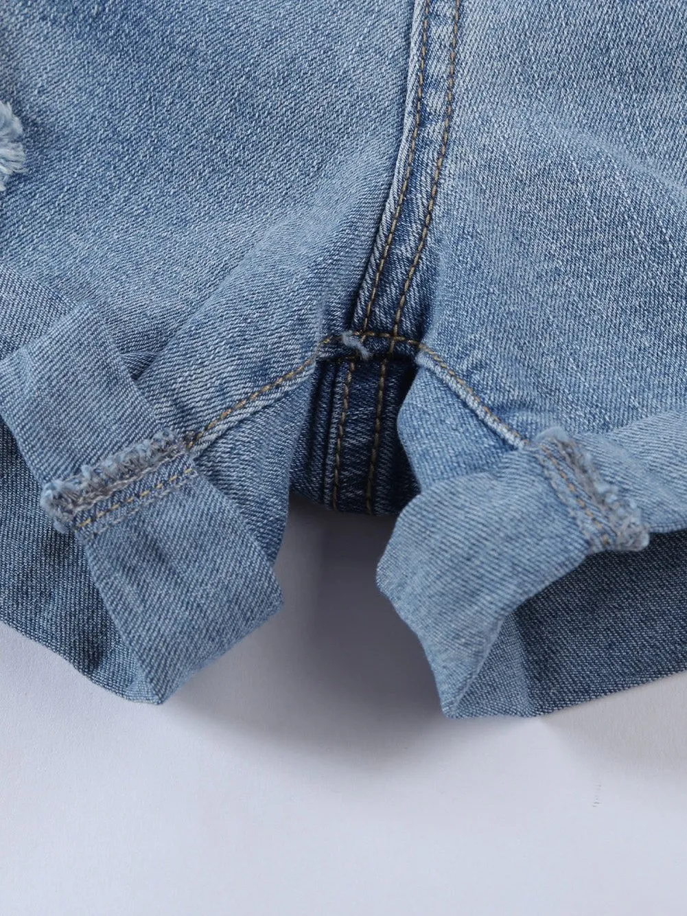 American Flag Denim Shorts with Lace-up Detail