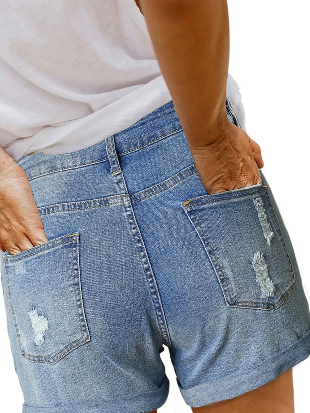 American Flag Denim Shorts with Lace-up Detail