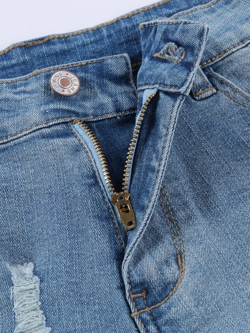 American Flag Denim Shorts with Lace-up Detail