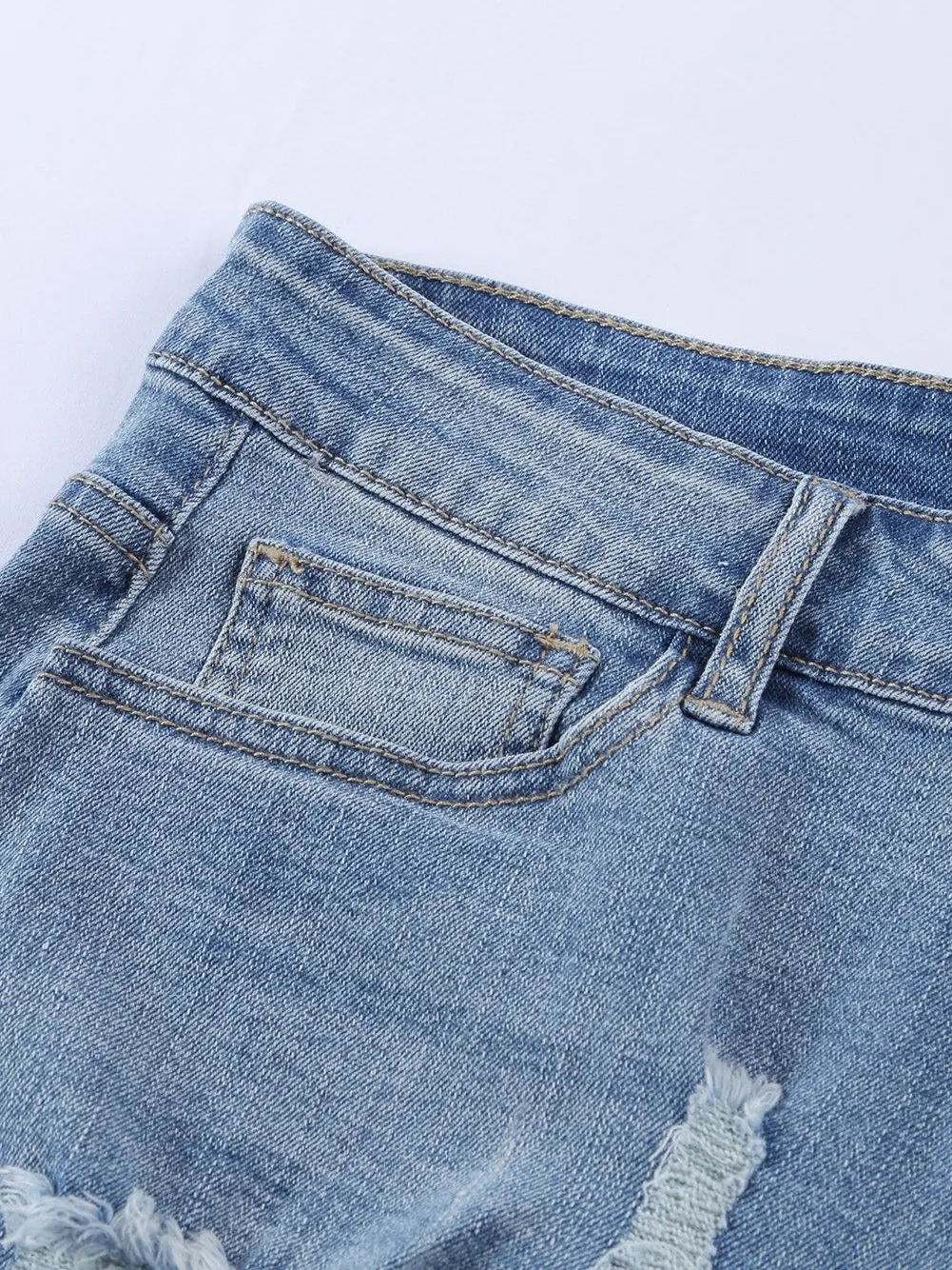 American Flag Denim Shorts with Lace-up Detail