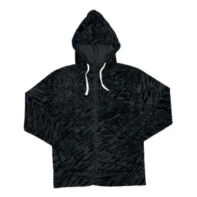Animal Stripe Patterned Y2K Classic Basic Essential Velvet Velour Zip Hooded Tracksuit Top