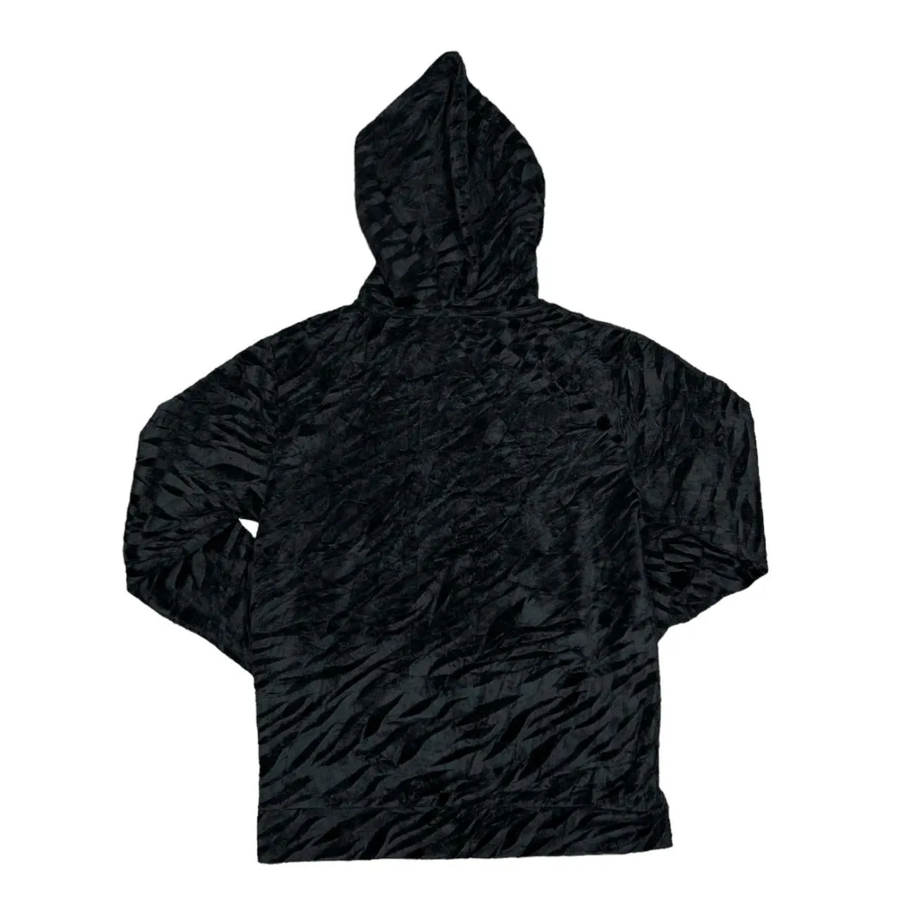 Animal Stripe Patterned Y2K Classic Basic Essential Velvet Velour Zip Hooded Tracksuit Top