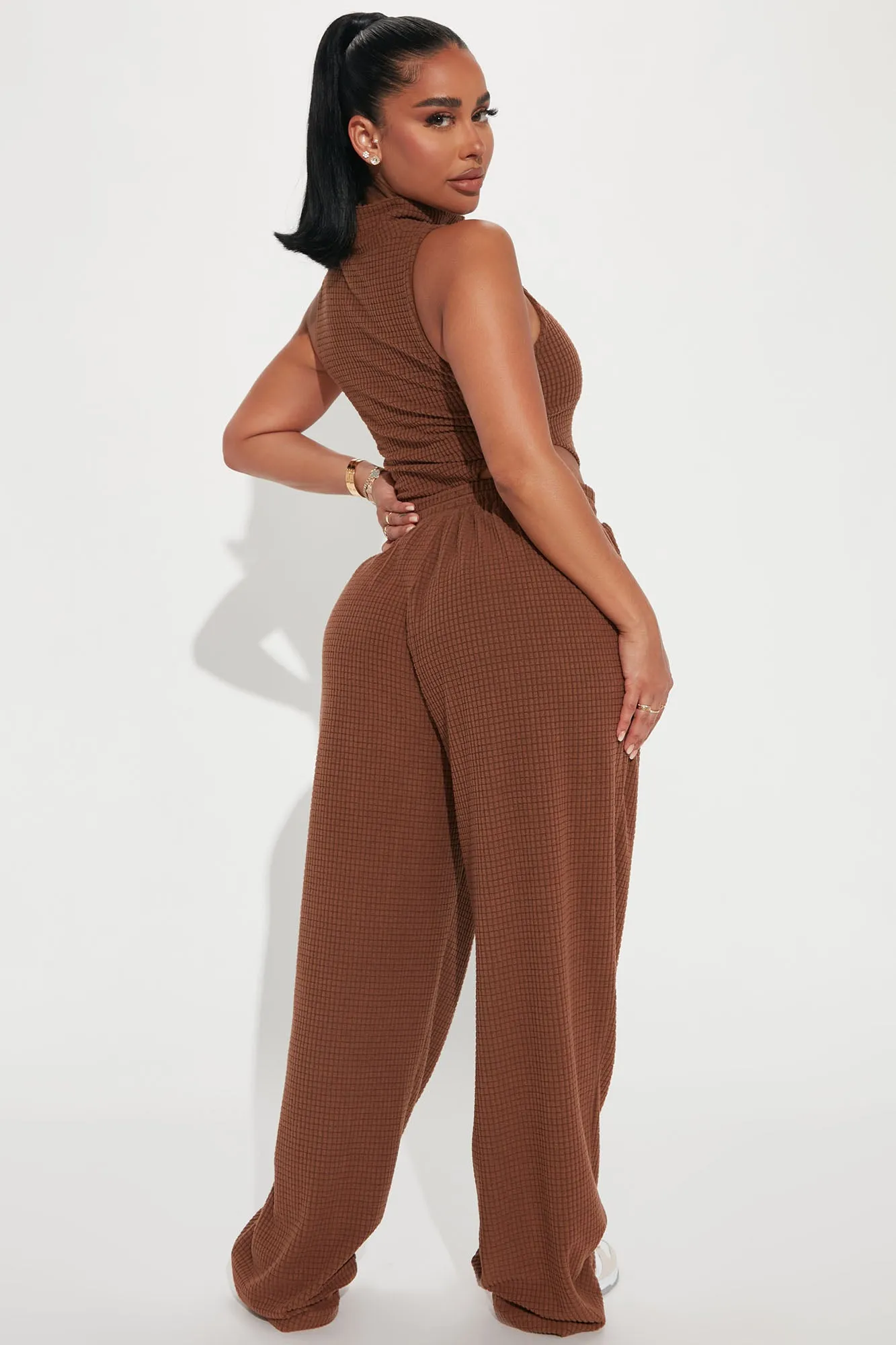 Ava Sleeveless Pant Set - Brown