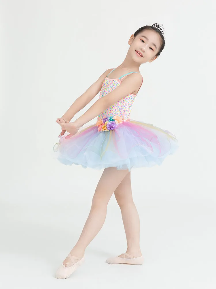 Ballet Dance Dress Colorful Sequin Gauze Dress Sling Stage Performance Costume