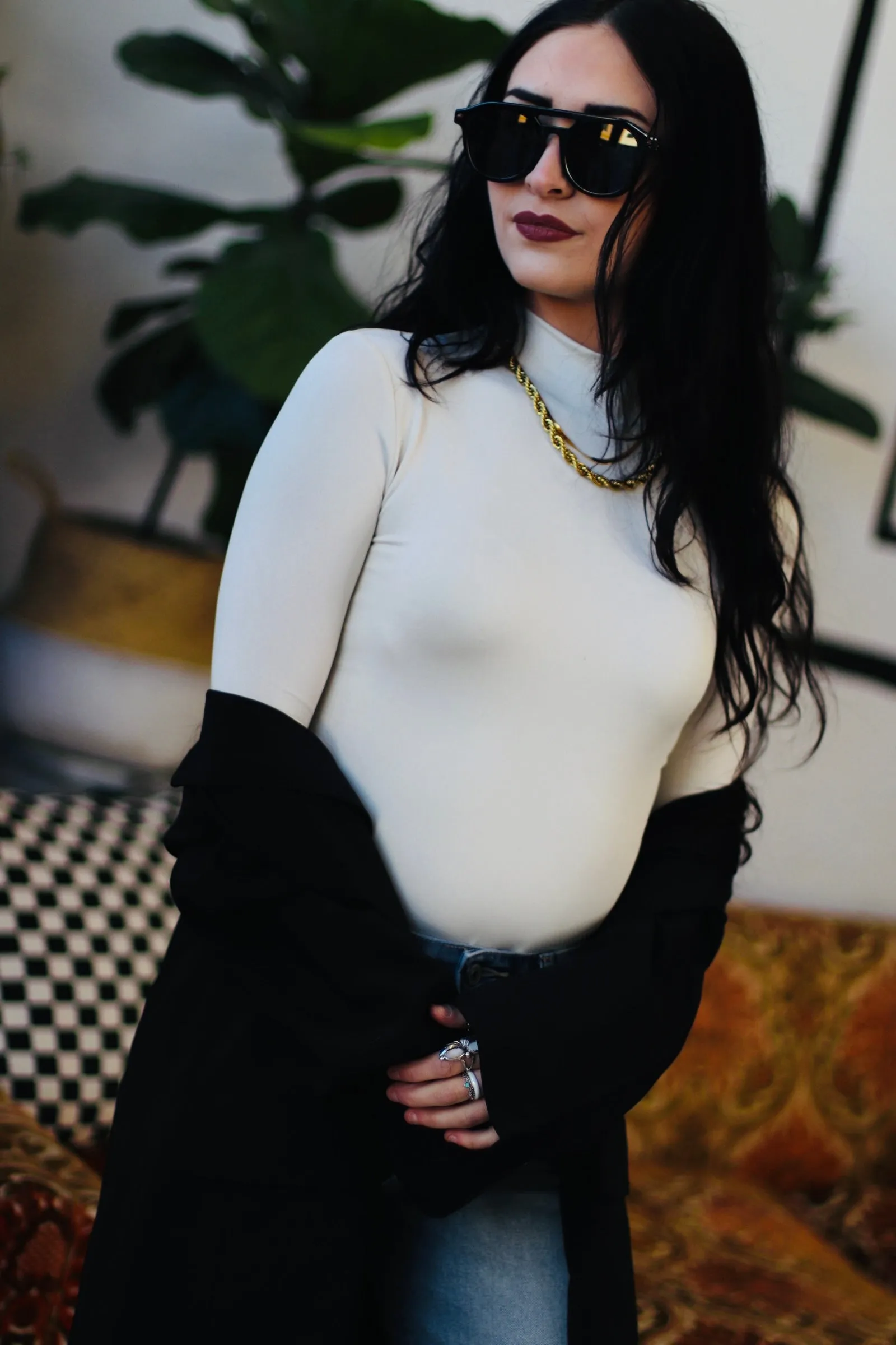 Better Basics   Mock Neck Long Sleeve Bodysuit