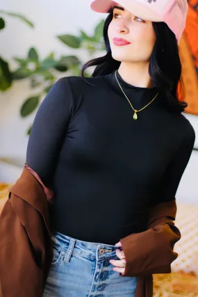 Better Basics   Mock Neck Long Sleeve Bodysuit