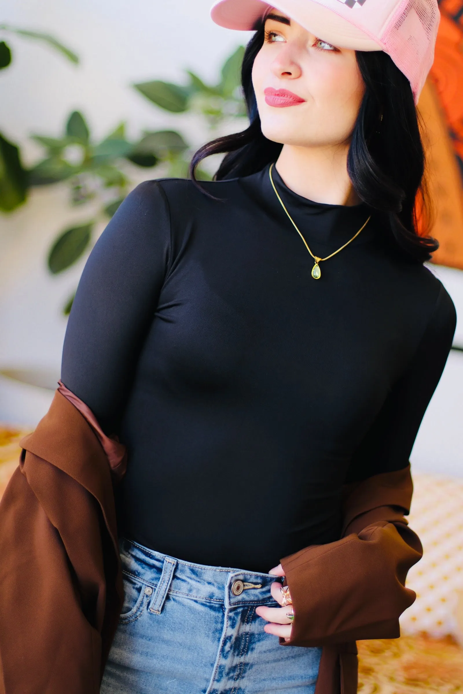 Better Basics   Mock Neck Long Sleeve Bodysuit