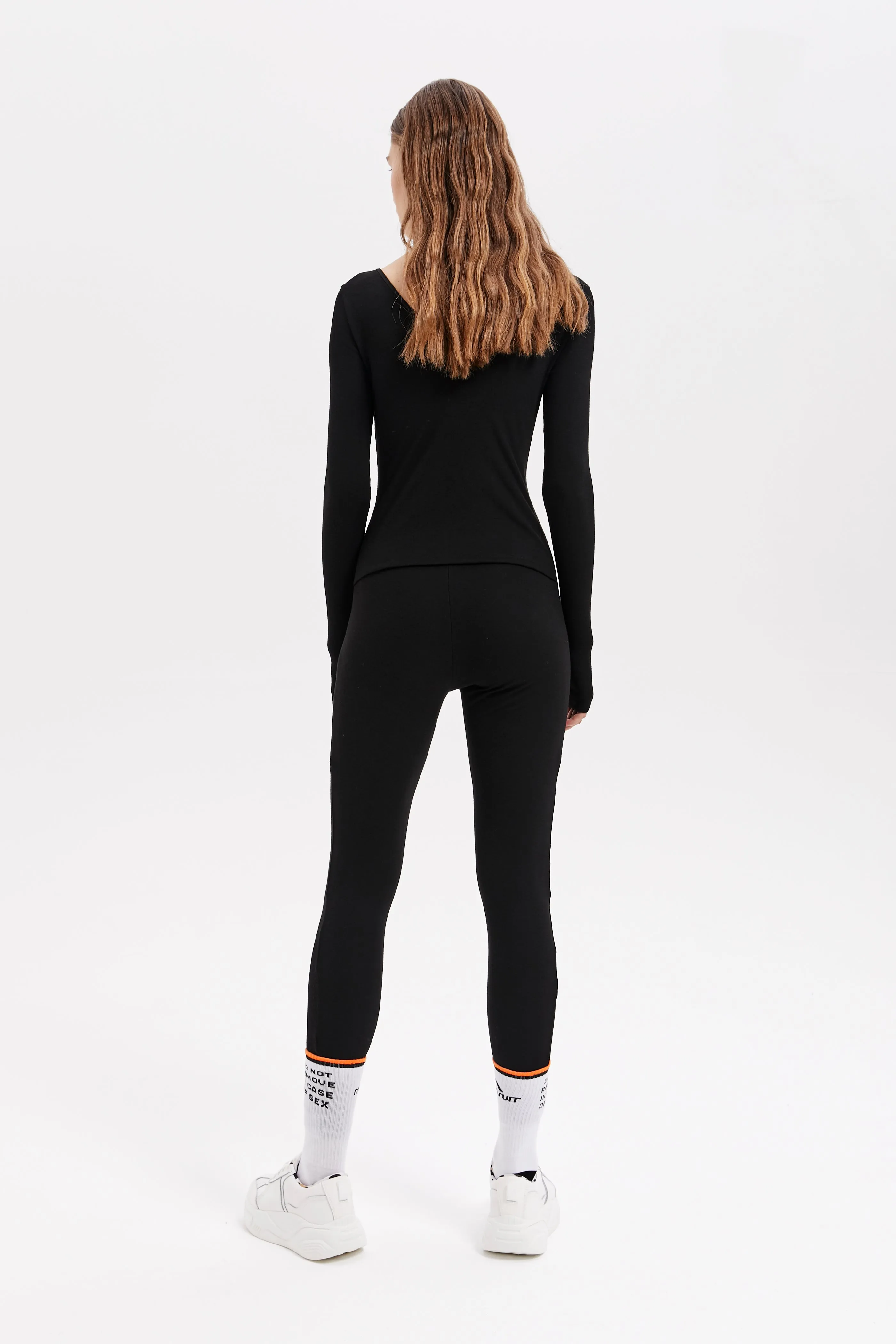 Black Scoop Neck Long Sleeve Full Bodysuit