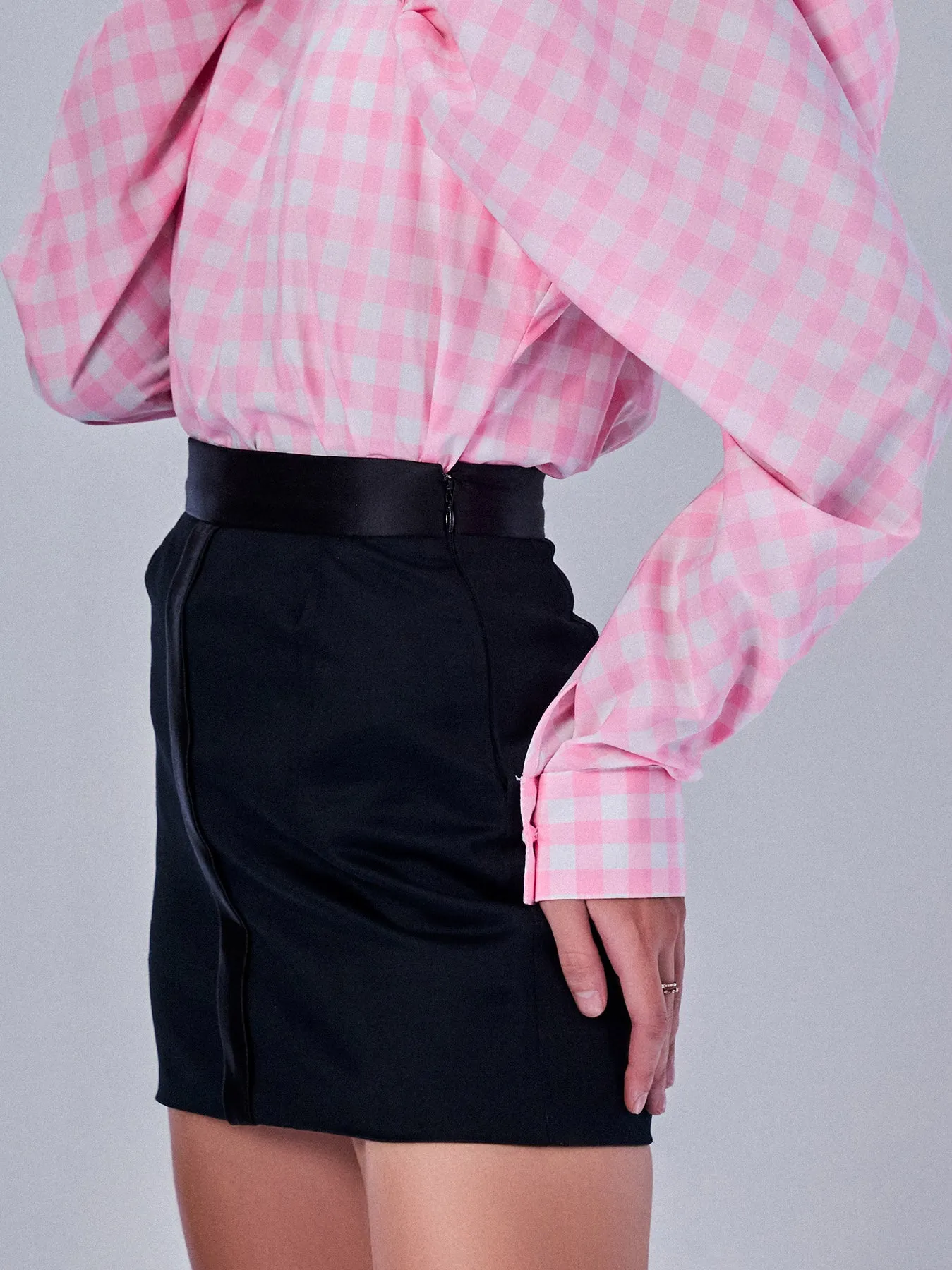 Black Skirt with Satin Detailing