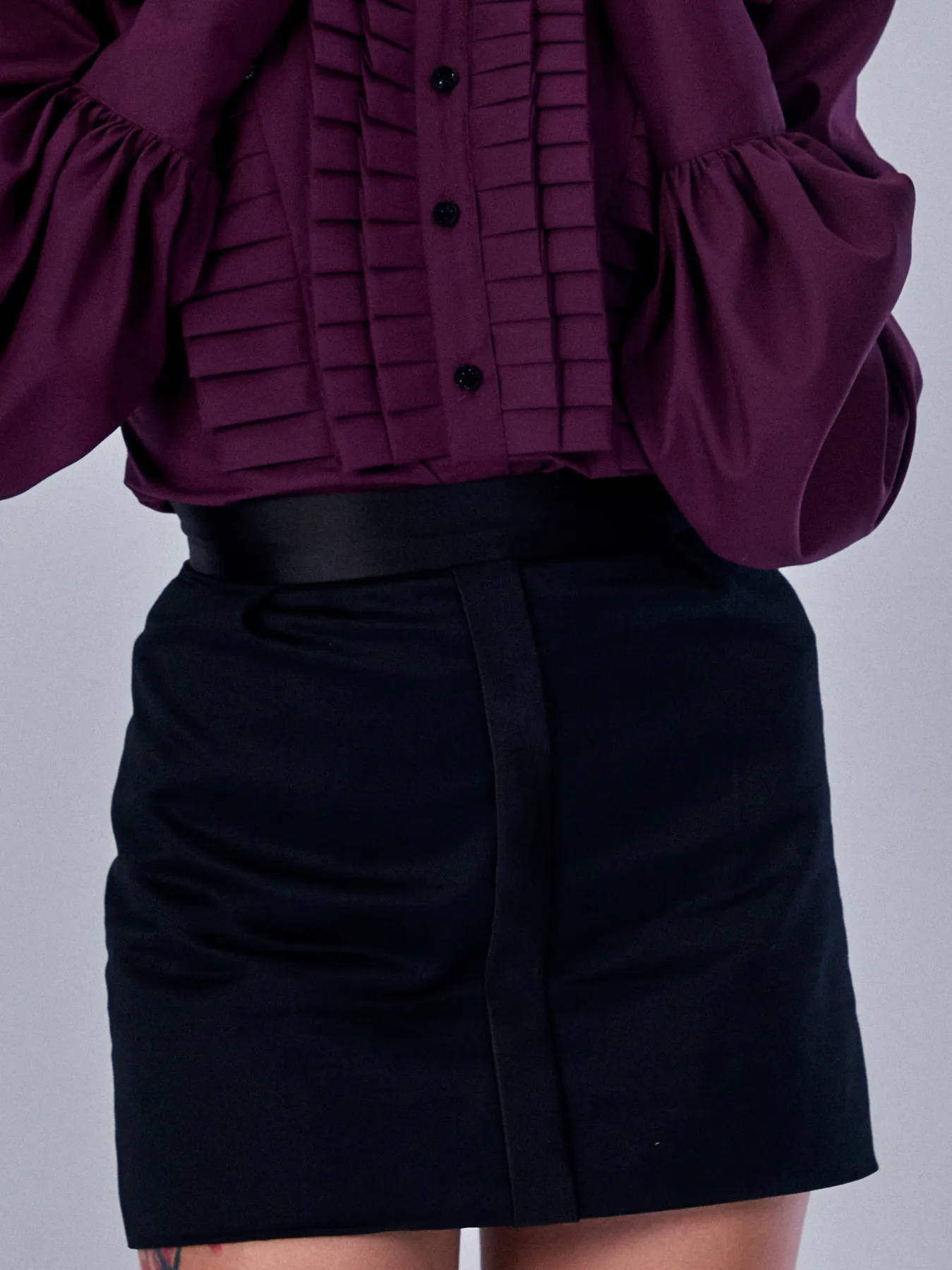 Black Skirt with Satin Detailing