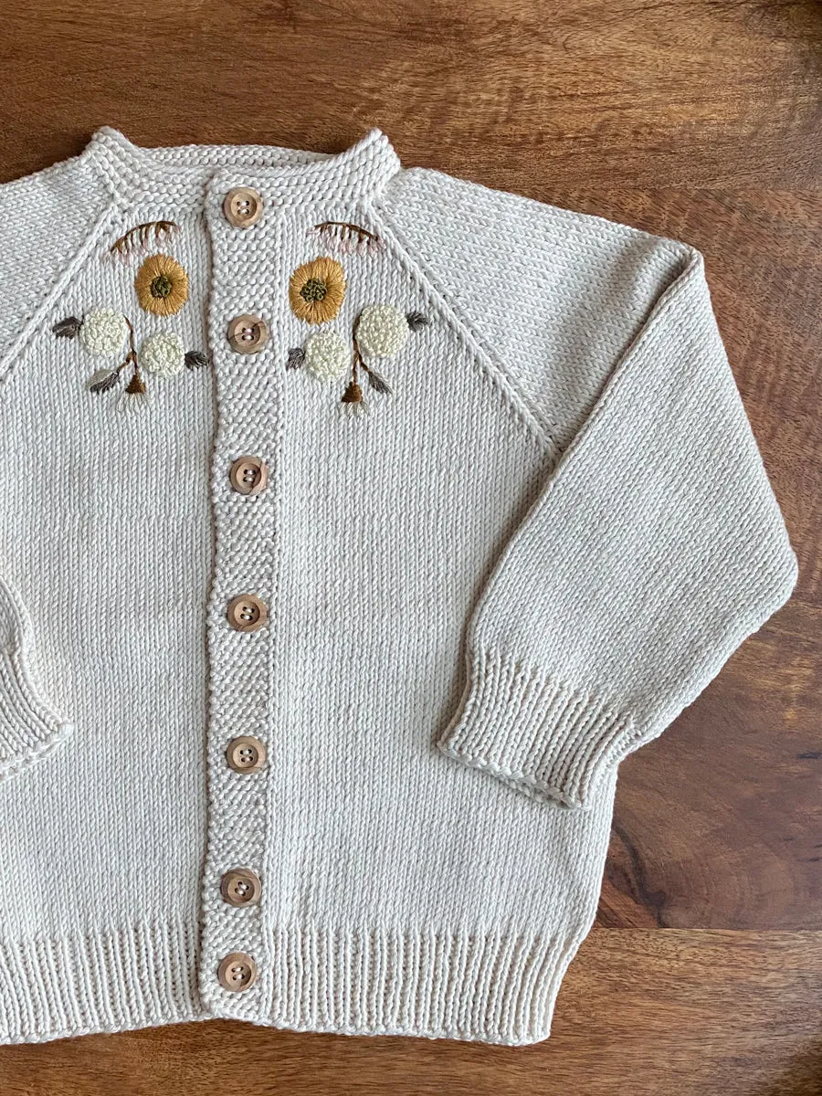 Blair Cardigan - Embroidered Natural