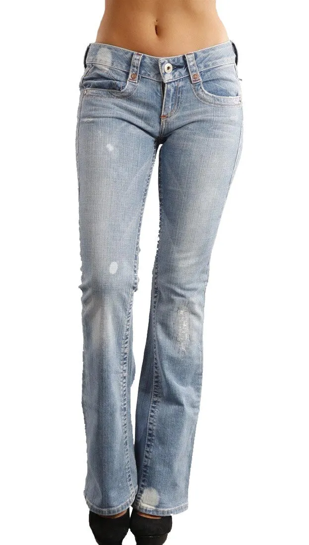 Blue Tattoo Wide Seam Bleach Flare Jeans