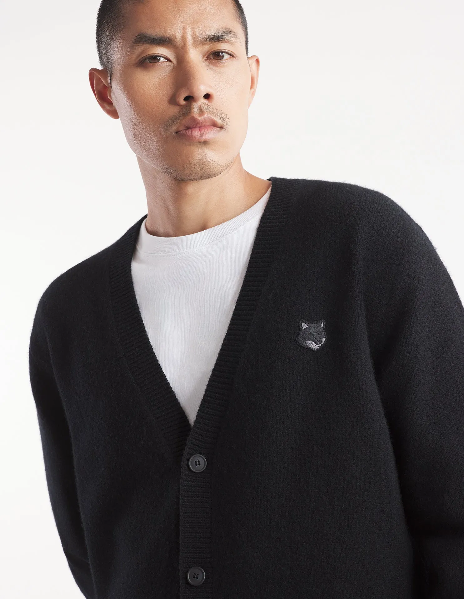 BOLD FOX HEAD PATCH REGULAR CARDIGAN IN LAMBSWOOL