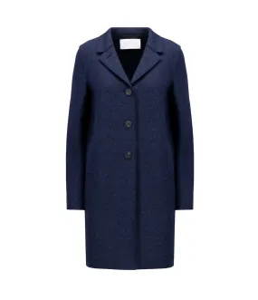 Boxy Light Pressed Wool Coat in Navy