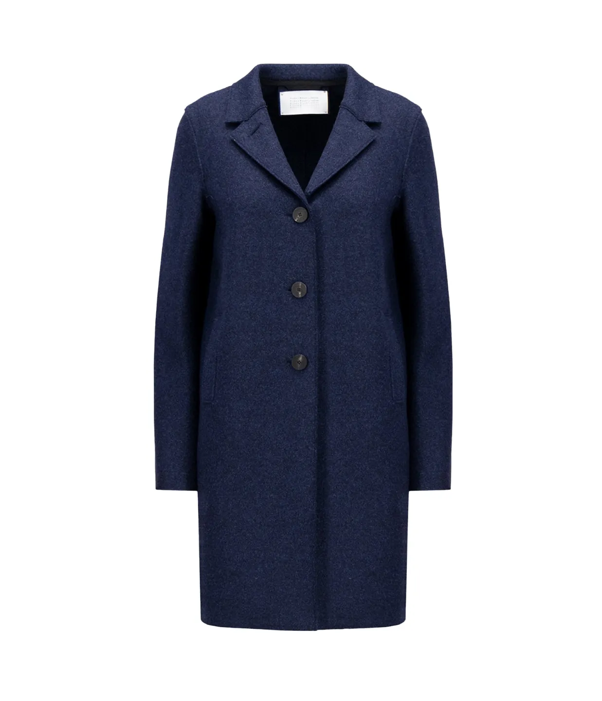 Boxy Light Pressed Wool Coat in Navy