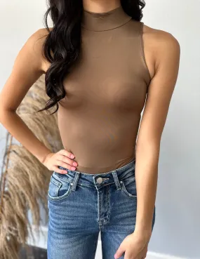 BRONZE SLEEVELESS MOCK NECK BODYSUIT