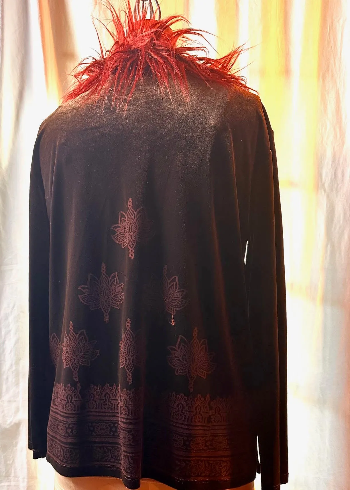 Brown Stretch Velvet Unlined Jacket