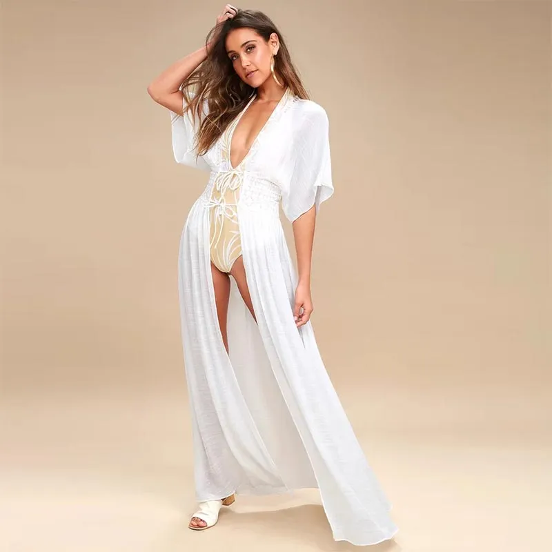 Carried Away Off-White Embroidered Maxi Cardigan #Embroidered