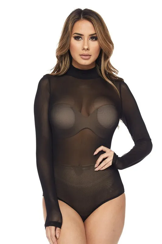 CASSY Mesh Bodysuit in BLACK
