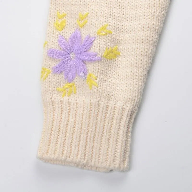 Casual Vintage Embroidered Cardigan
