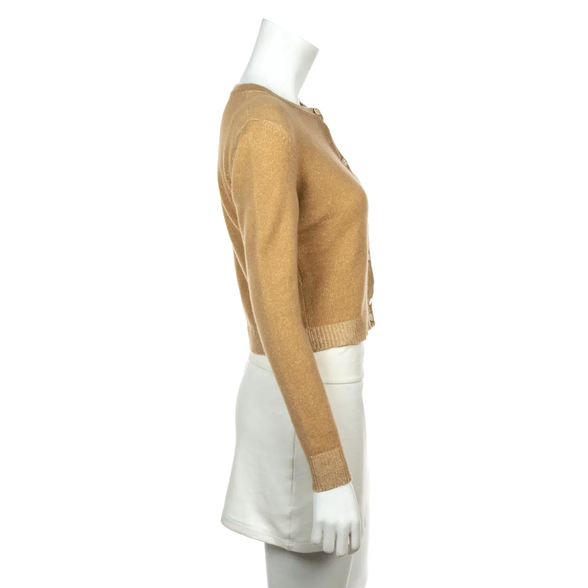 Chanel Beige Cashmere Logo Cardigan Size S | US 4 | FR 36