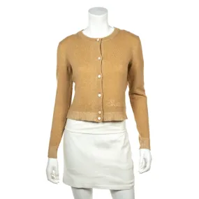 Chanel Beige Cashmere Logo Cardigan Size S | US 4 | FR 36