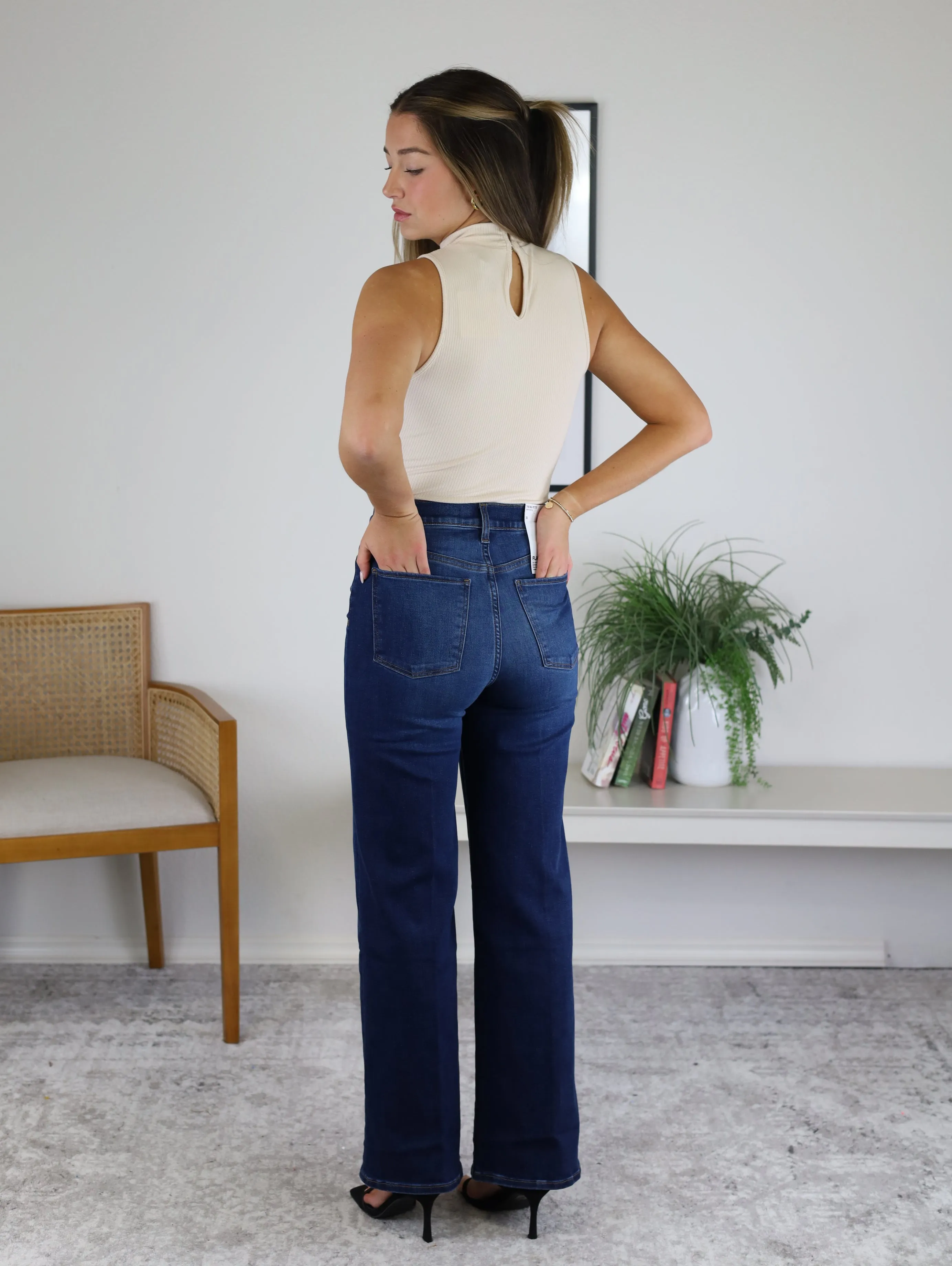 Christine Ribbed Neck Neck Bodysuit - Ecru - Sale