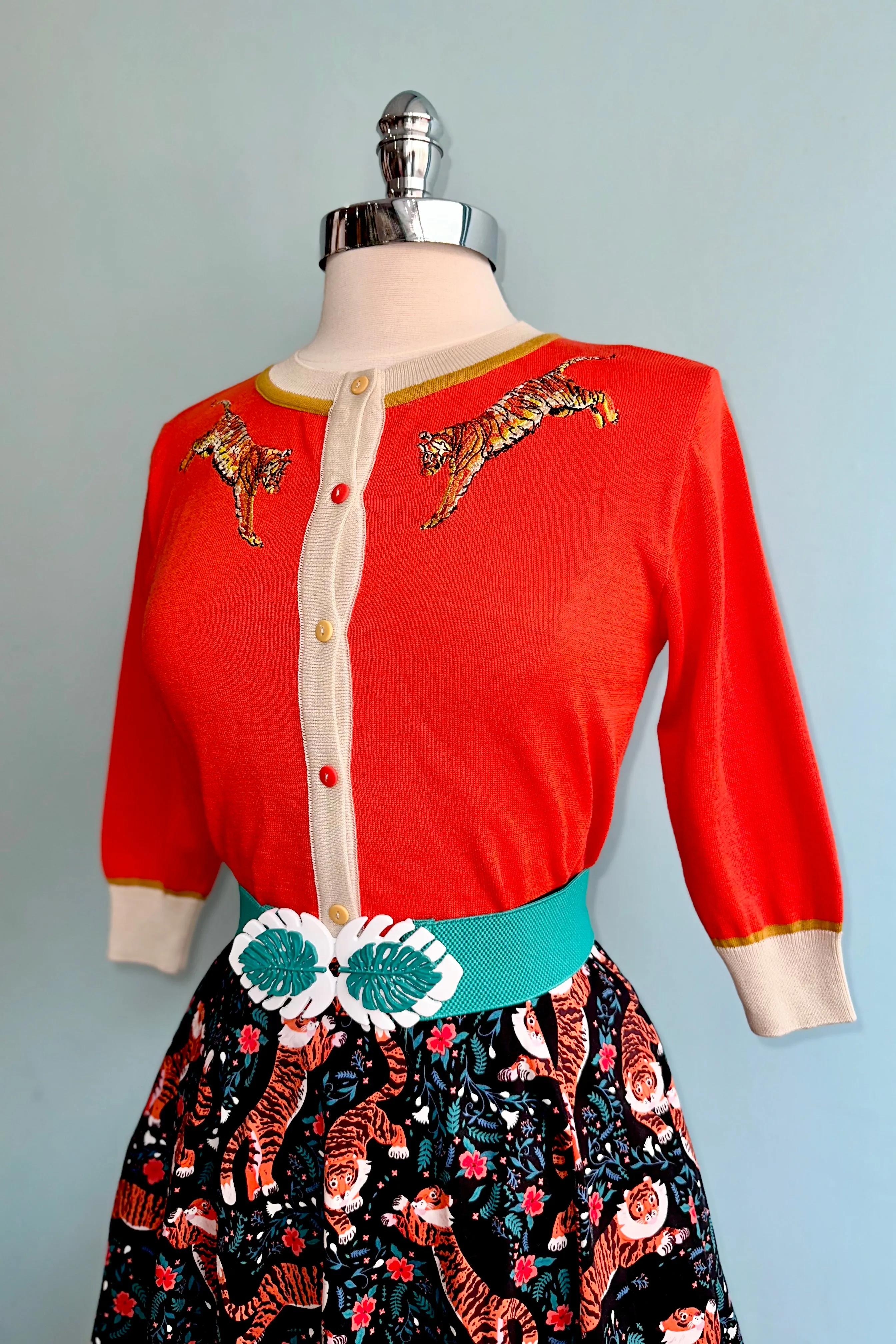 Coral Leaping Tiger Vera Cardigan by Palava