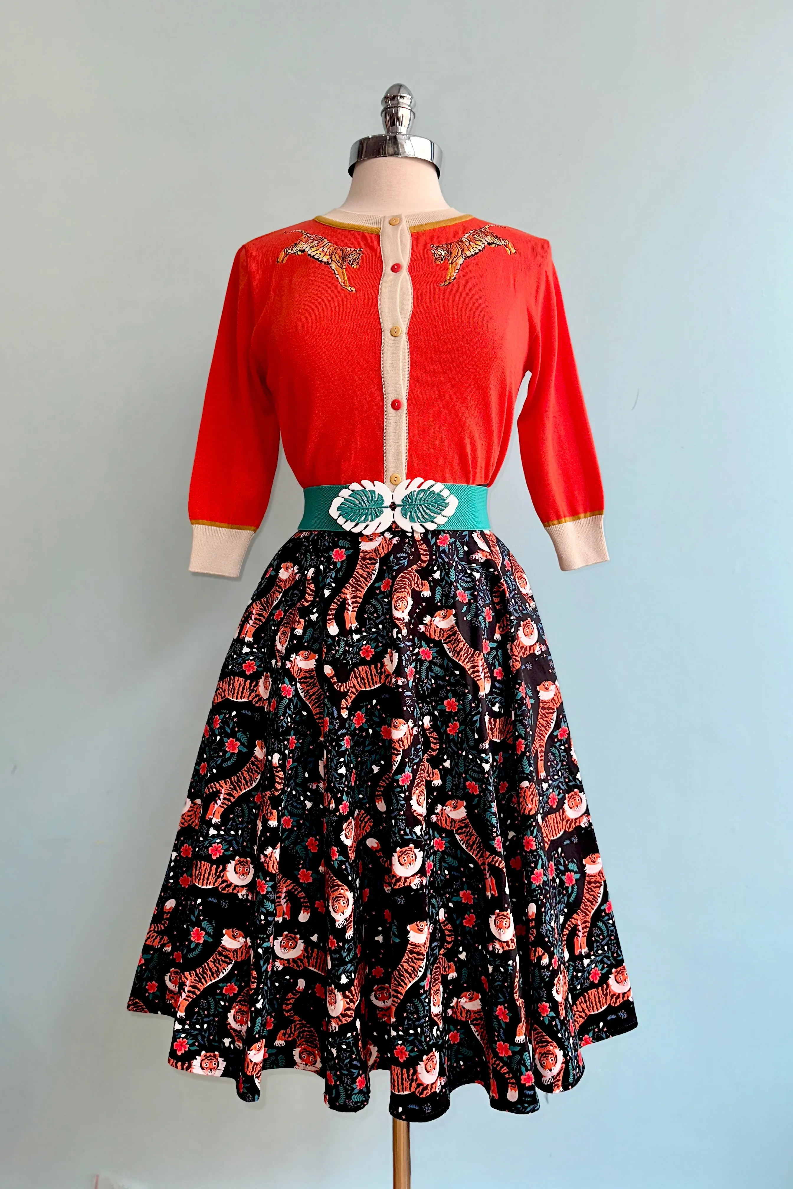 Coral Leaping Tiger Vera Cardigan by Palava