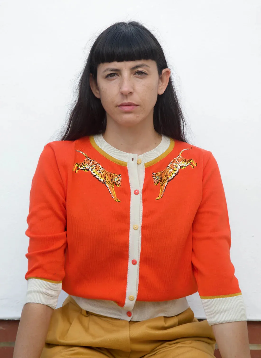 Coral Leaping Tiger Vera Cardigan by Palava