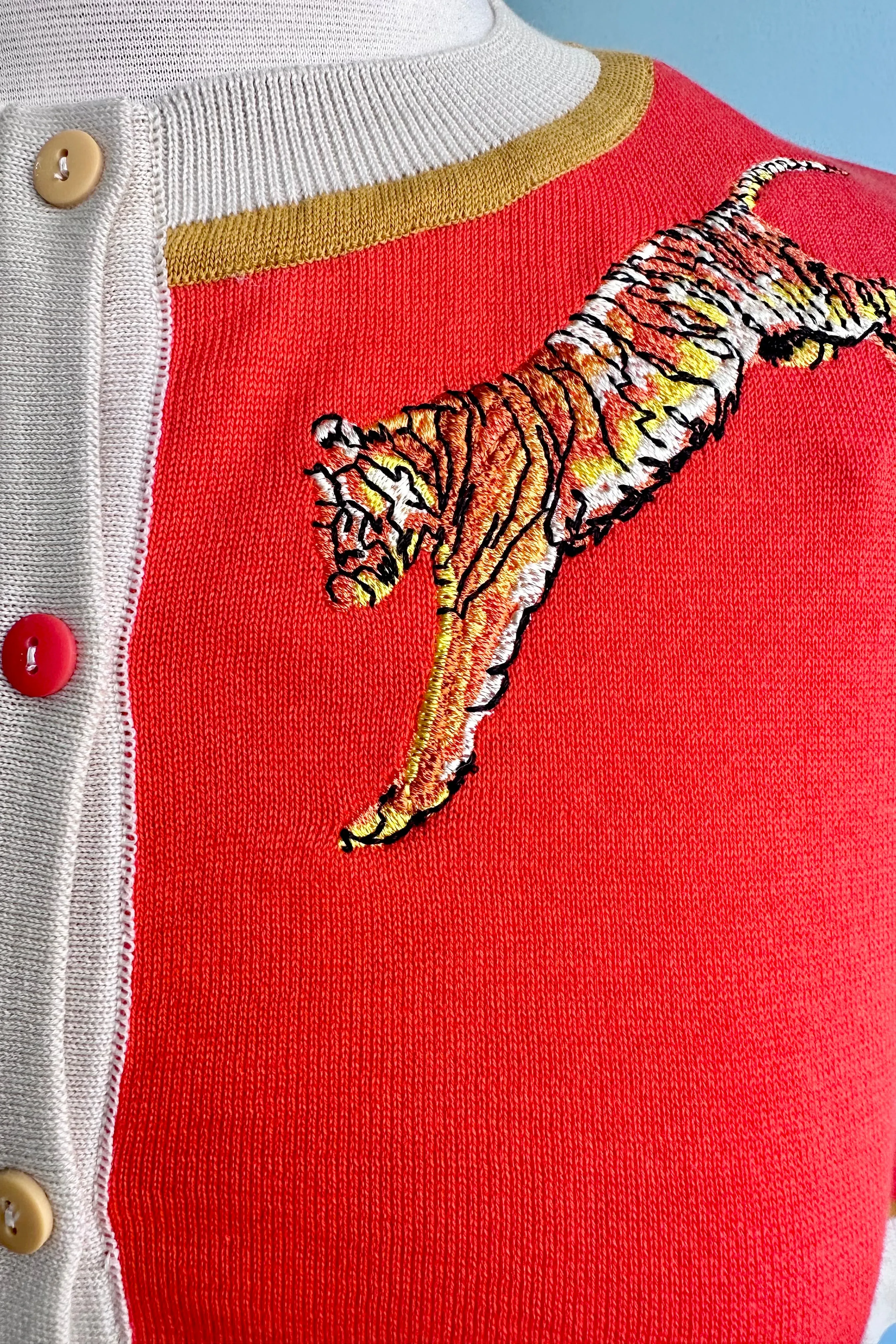 Coral Leaping Tiger Vera Cardigan by Palava