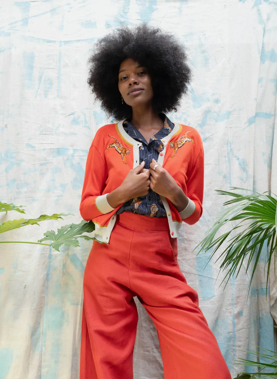 Coral Leaping Tiger Vera Cardigan by Palava