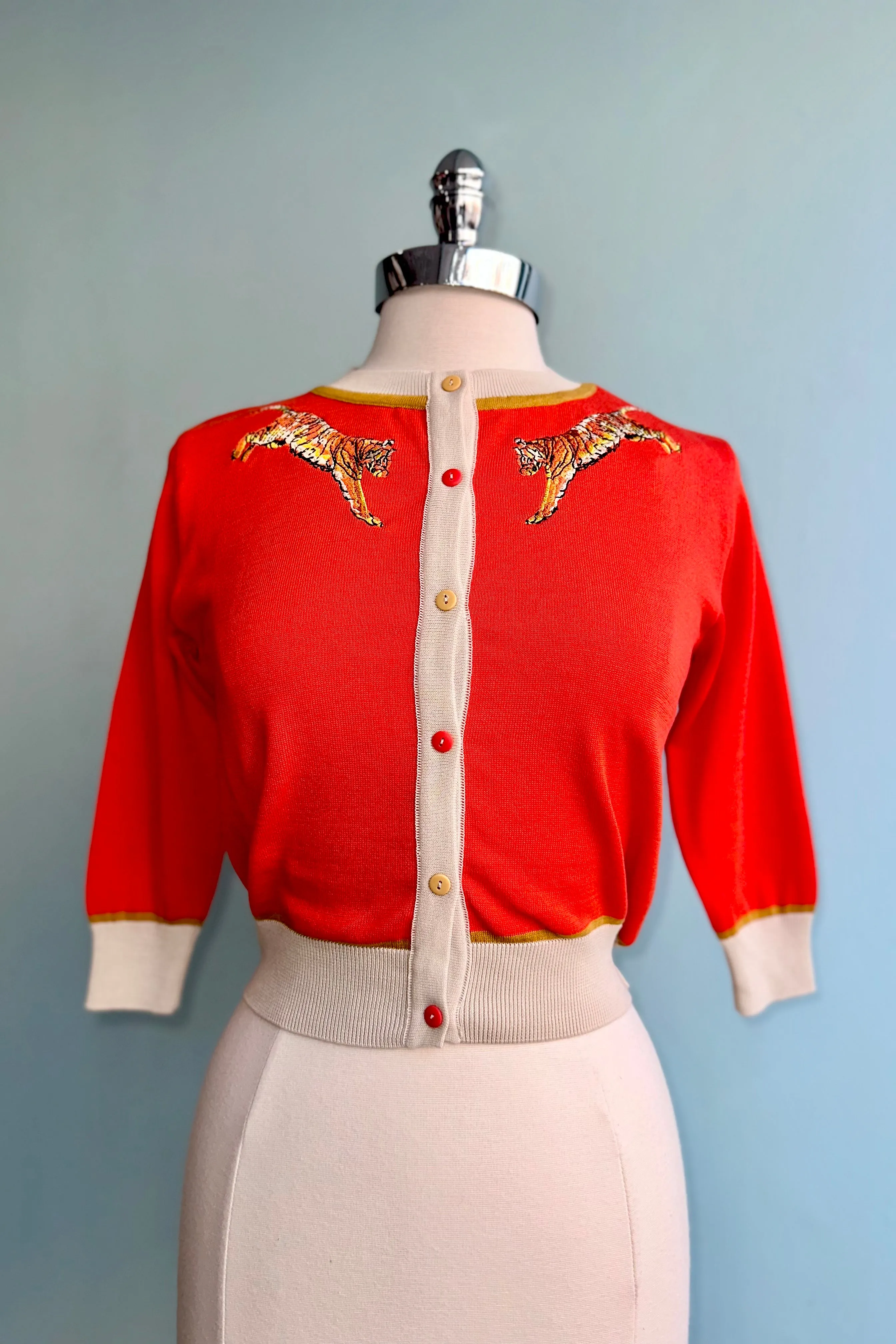 Coral Leaping Tiger Vera Cardigan by Palava