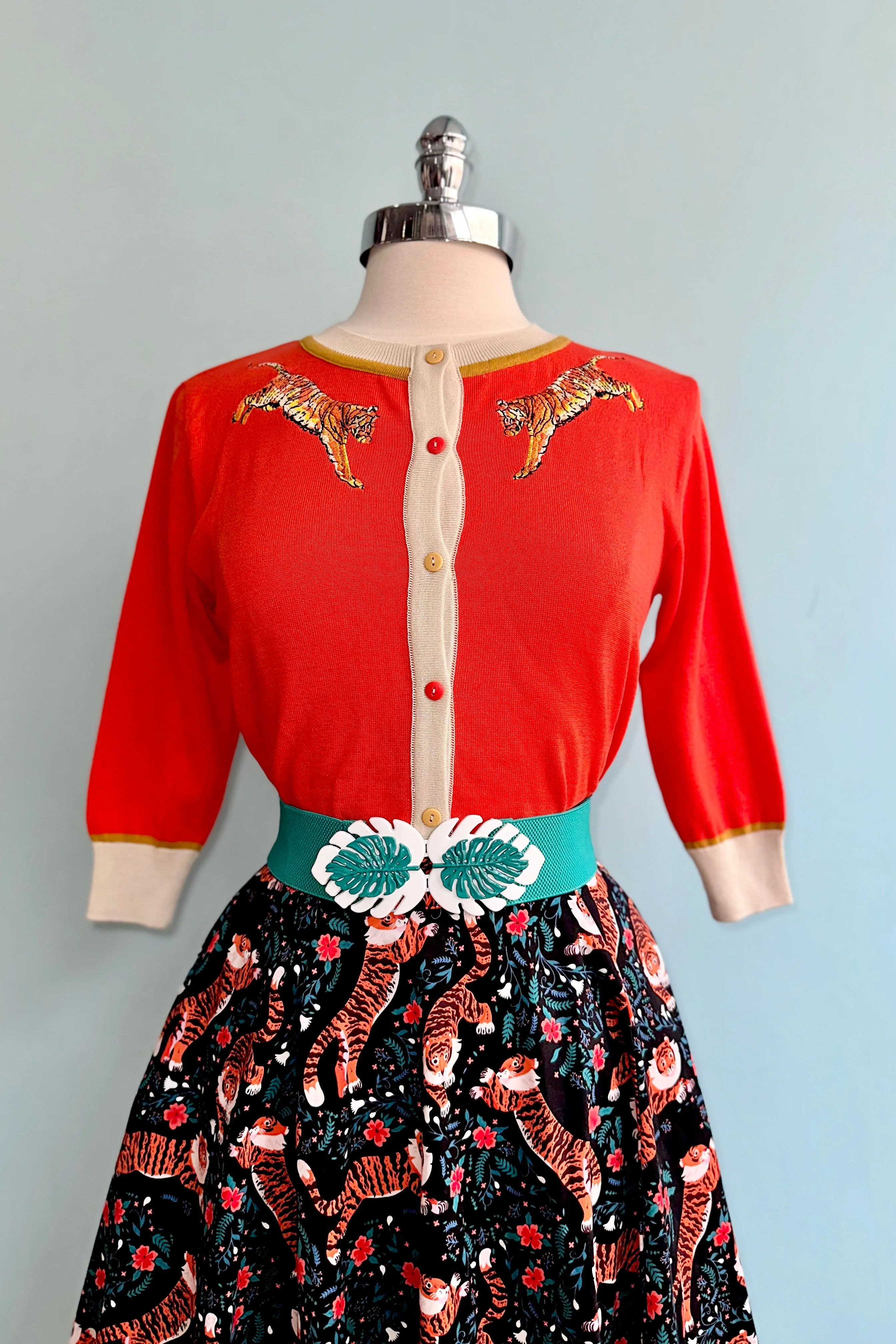 Coral Leaping Tiger Vera Cardigan by Palava