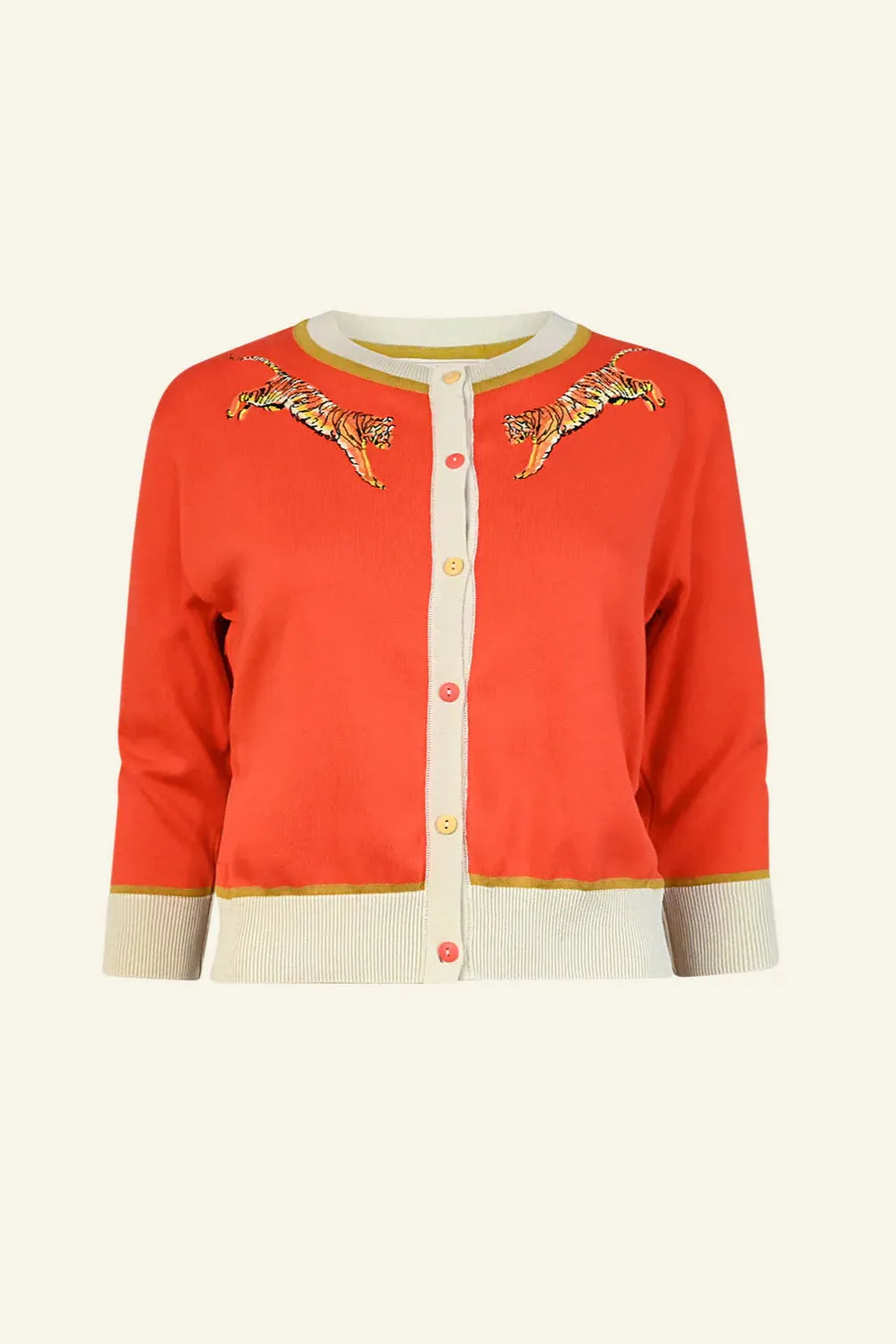 Coral Leaping Tiger Vera Cardigan by Palava