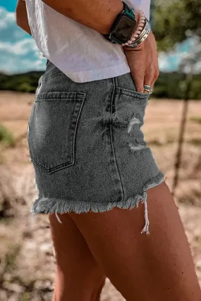 Crossover Waist Denim Short