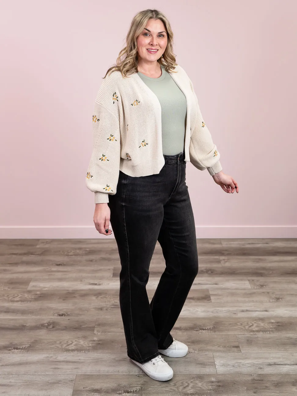 DEX | Airy Embroidered Cardigan | Natural