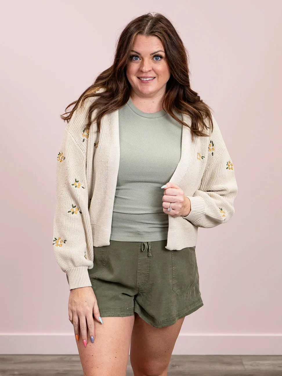 DEX | Airy Embroidered Cardigan | Natural